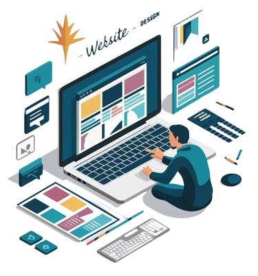 a-clean-and-minimalist-vector-illustration-depicting-a-person-working-on-laptop-website-design-written-above-web designing course in chandigarh